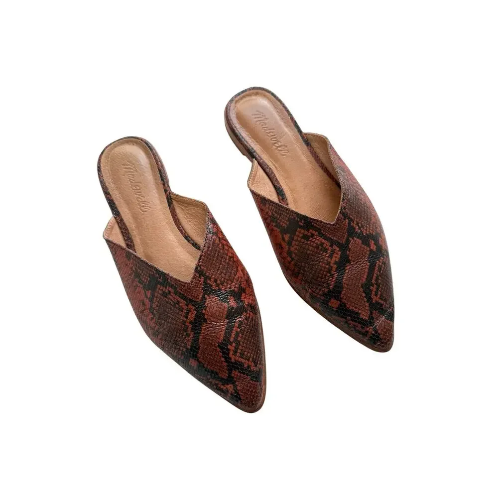 Madewell The Emilia Mule In Snake Embossed Leather Size 8.5